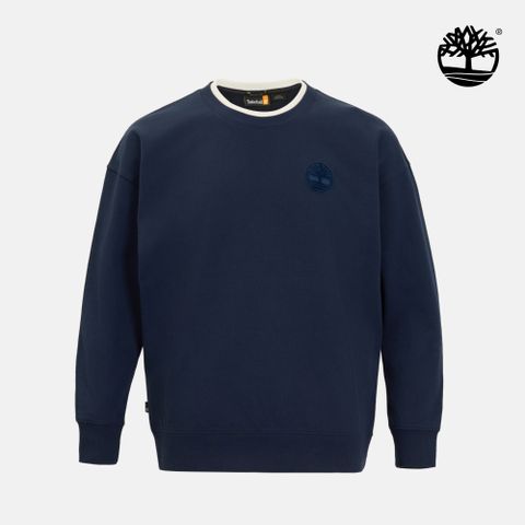 Timberland 中性藍黑色款寬版休閒圓領上衣|0YH6SP52