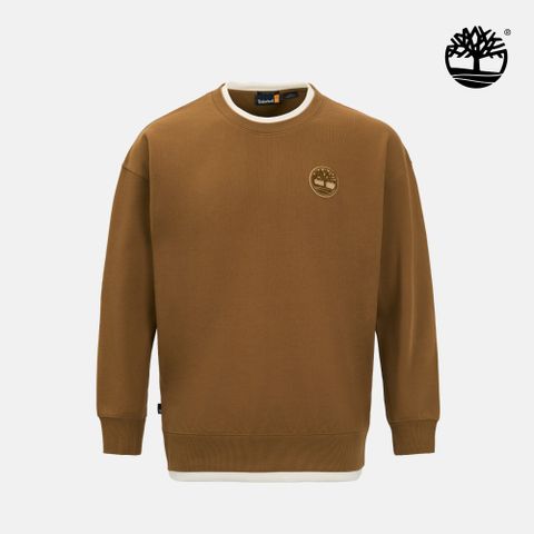 Timberland 中性深小麥色款寬版休閒圓領上衣|0YH6SEH2