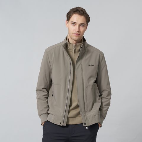 【pierre cardin 皮爾卡登】男裝 都會休閒彈性立領鋪棉夾克外套-卡其綠 (5245763-47)