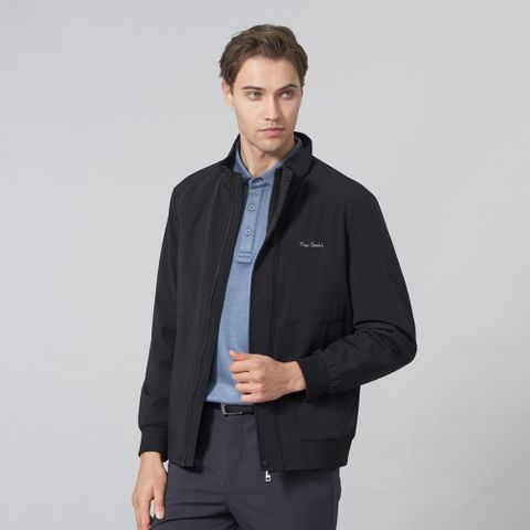 【pierre cardin 皮爾卡登】男裝 都會休閒彈性立領鋪棉夾克外套-黑色 (5245763-99)