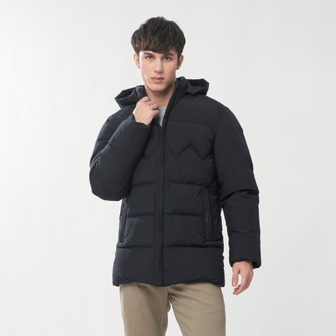 【pierre cardin皮爾卡登】男裝 禦寒保暖防風可拆帽連帽外套-丈青色 (7255781-39)