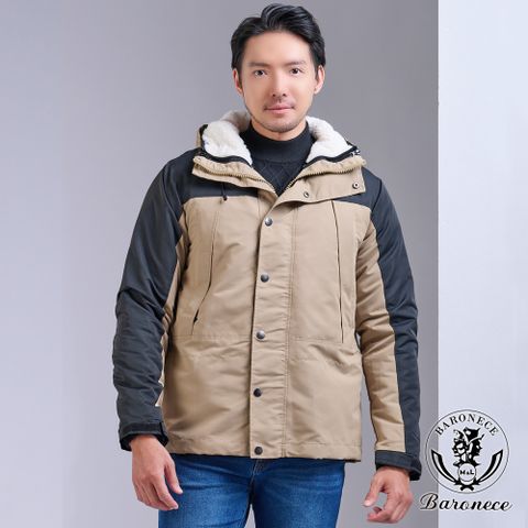 【BARONECE】防潑水保暖三合一外套_卡其(203005-51)