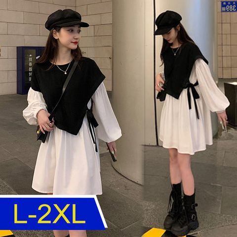  【韓國K.W.】KBN7228假兩件氣質高貴休閒運動中長洋裝(涼感/小香風/高爾夫球衫/輕薄/短袖)
