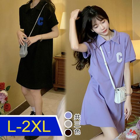  【韓國K.W.】KBN7234純情女孩休閒運動中長洋裝(涼感/小香風/高爾夫球衫/輕薄/短袖)