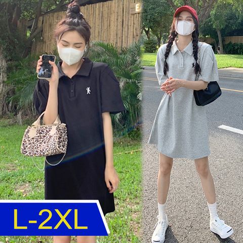  【韓國K.W.】KBN7235純淨悠甜休閒運動中長洋裝(涼感/小香風/高爾夫球衫/輕薄/短袖)