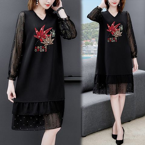 【韓國K.W.】KBM4120秋冬現貨新品-品味復古時尚楓葉美女輕柔洋裝(長袖/洋裝/韓國K.W.)