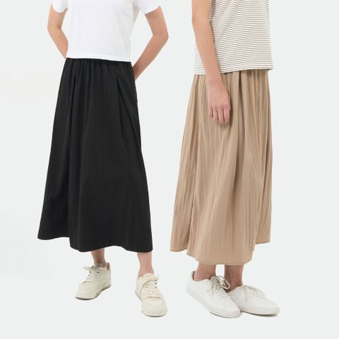 GIORDANO 女裝 肌理感抽繩中長裙 (多色任選)