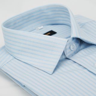 【金安德森】藍色條紋白緹花窄版襯衫-長袖