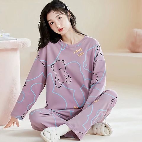 【韓國K.W.】KQM4289現貨韓國製頂極經典家居服童趣小香風套裝休閒服(休閒/睡裙/睡衣)
