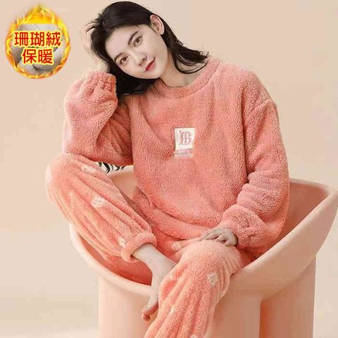 【韓國K.W.】KQM4315現貨韓國專櫃品樂活好感質珊瑚絨保暖套裝(保暖/洋裝/超暖禦寒/加絨)
