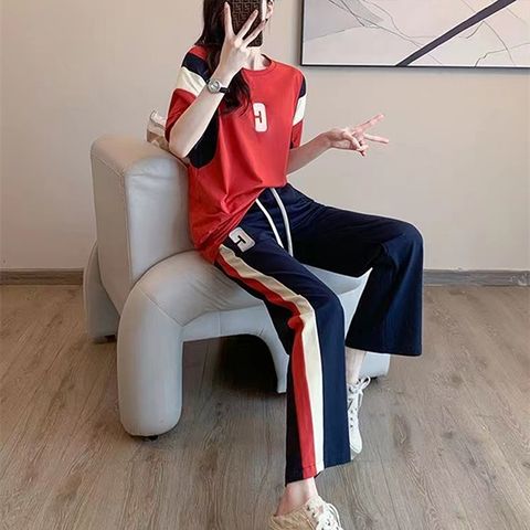【韓國K.W.】KQN4191現貨韓國空運柔緞甜美雜誌款花版套裝(丹寧/小香風/中大尺碼/運動套裝)