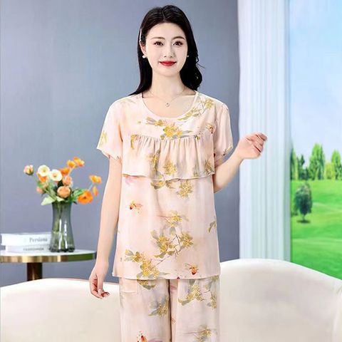 【韓國K.W.】KQN4491韓國空運文藝標配涼爽棉麻睡衣套裝(套裝/棉稠/家居套裝/小香風/涼感)