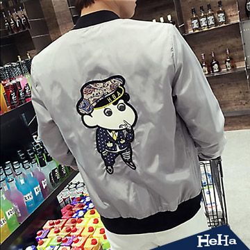 【HeHa】外套 休閒卡通貼布長袖夾克 三色