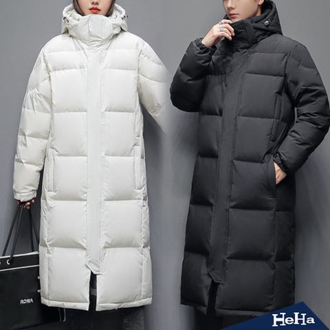 【HeHa】現貨 男女款長版加厚棉大衣 兩色