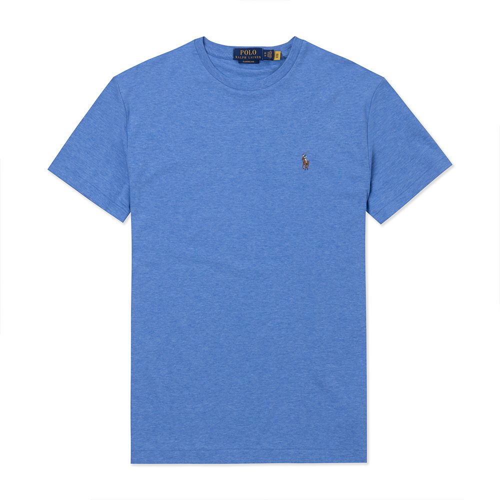 RALPH LAUREN POLO 熱銷刺繡小馬PIMA棉素面短袖T恤(透氣排汗)-藍色