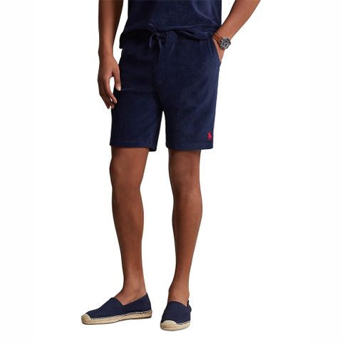 RALPH LAUREN POLO 熱銷刺繡小馬棉短褲-深藍色(透氣網布)