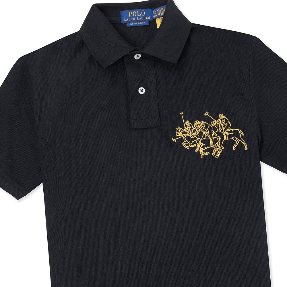 RALPH LAUREN POLO 熱銷立領刺繡大馬短袖Polo衫-黑色