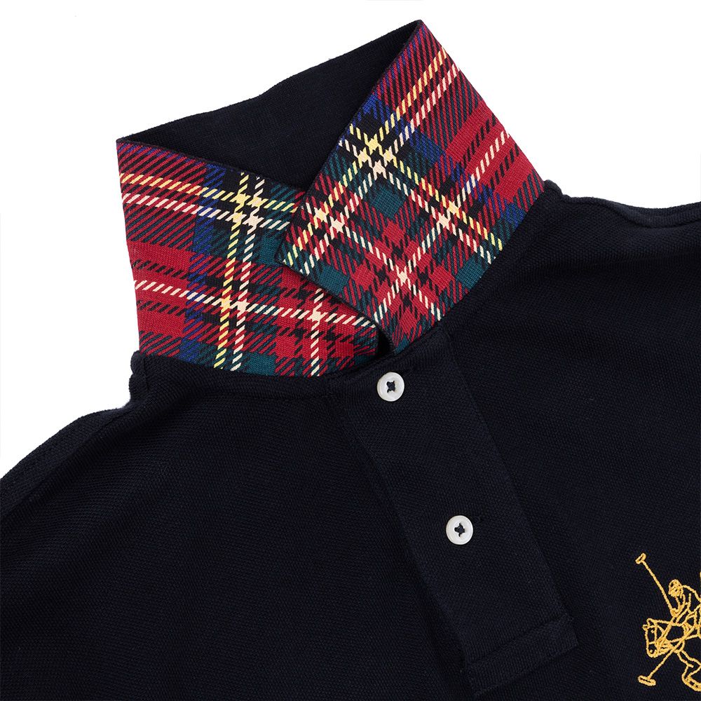 RALPH LAUREN POLO 熱銷立領刺繡大馬短袖Polo衫-黑色