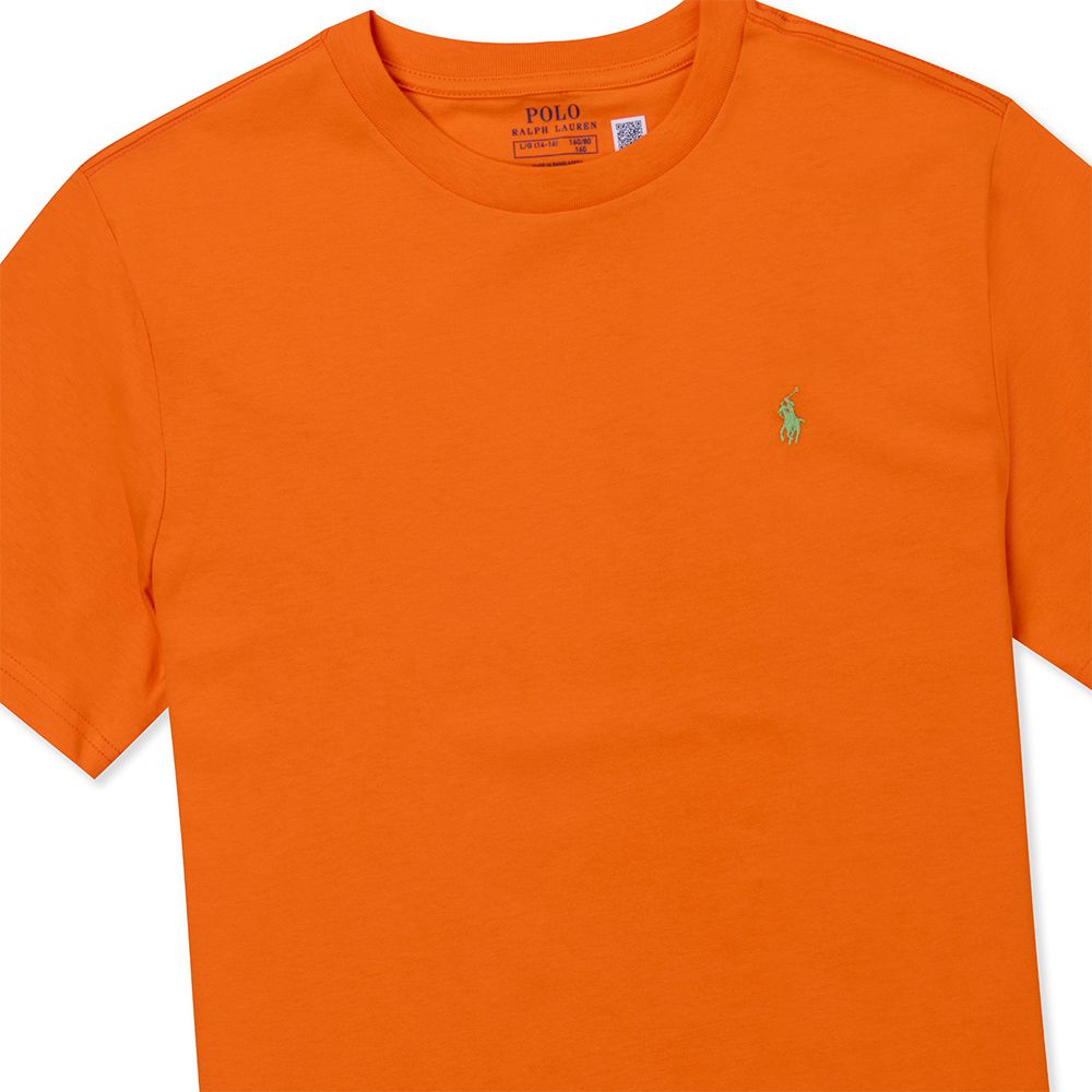 RALPH LAUREN POLO 熱銷刺繡小馬素面短袖T恤(青年款)-橘色