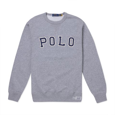 Polo Ralph Lauren RL 熱銷刺繡文字刷毛大學T恤-灰色