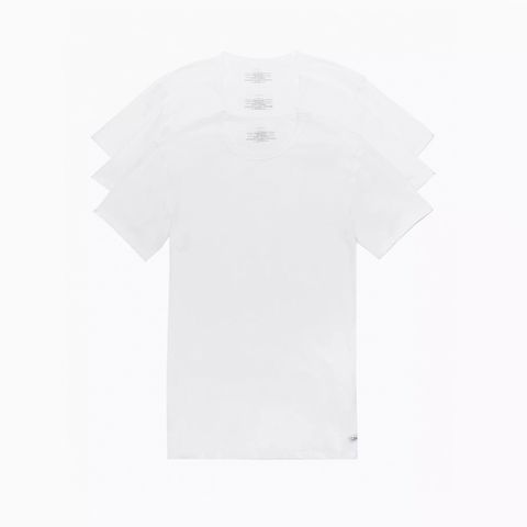 Calvin Klein CK 熱銷圓領衛衣短袖T恤(3入組禮盒)-白色