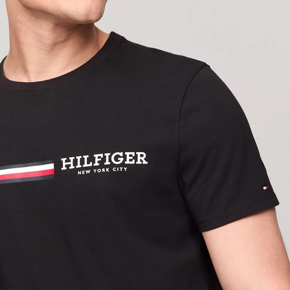 Tommy Hilfiger 熱銷印刷大Logo圖案短袖T恤-黑色