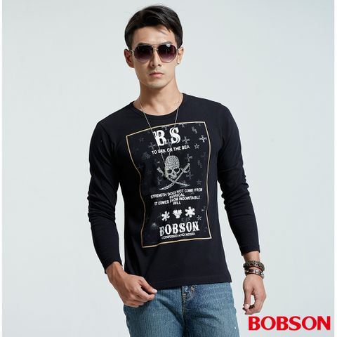 BOBSON 男款圓領印圖上衣(35026-88)