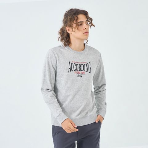GIORDANO 男裝標語圓領大學TEE-05 淺灰