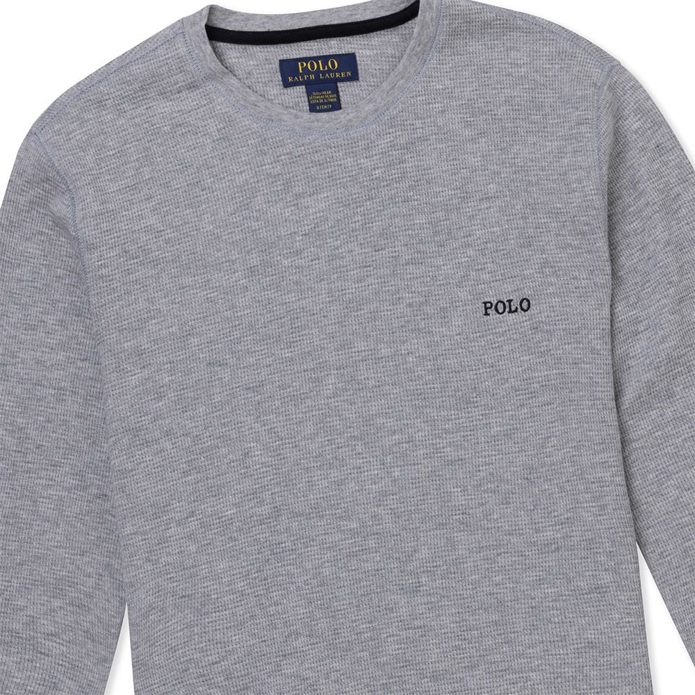 RALPH LAUREN POLO 熱銷刺繡文字下擺小馬素面長袖T恤-灰色