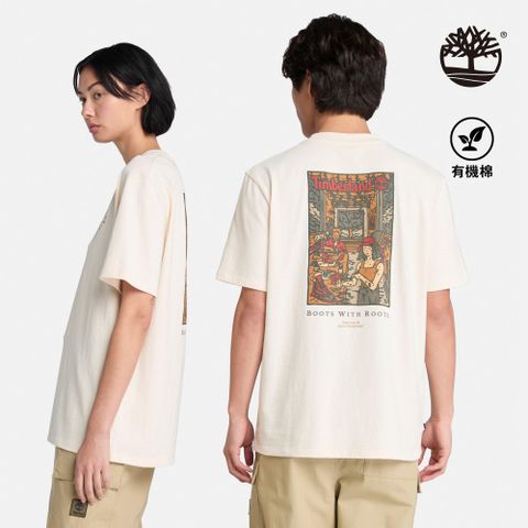 Timberland 中性灰白色背後印花短袖T恤|A6A9KCR3