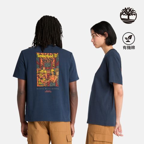 Timberland 中性深寶石藍背後印花短袖T恤|A6A9K433