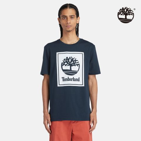 Timberland 男款深寶石藍大LOGO短袖T恤|A69BK433