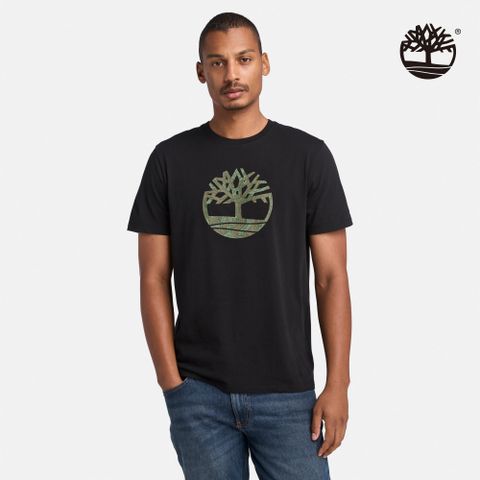 Timberland 男款黑色迷彩LOGO短袖T恤|A6AC3001