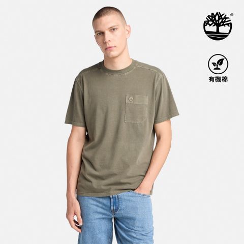 Timberland 男款軍綠色口袋短袖T恤|A42N5A58