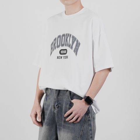 【AMERO】男裝 女裝 短袖圓領Ｔ恤 布魯克林印花 細絨布 情侶裝