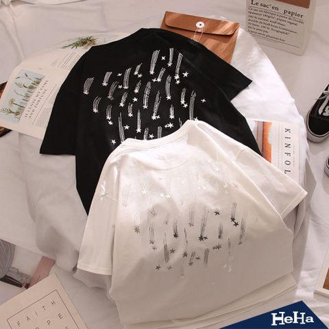 【HeHa】銀色流星雨情侶短袖上衣 兩色