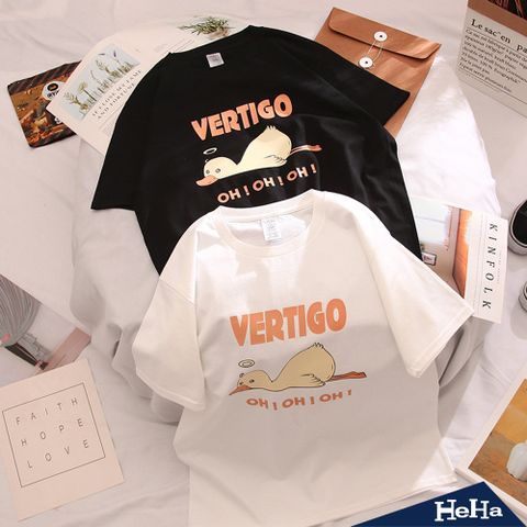 【HeHa】昏昏鴨情侶短袖上衣 兩色