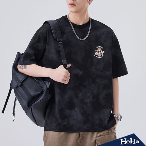 【HeHa】水洗做舊暈染印花短T 四色