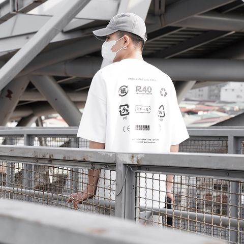 【AMERO】男裝 女裝 短袖圓領Ｔ恤 電繡回收 細絨布 落肩 情侶裝