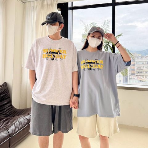 【AMERO】男裝 女裝 短袖圓領Ｔ恤 夏日假期印花 情侶裝