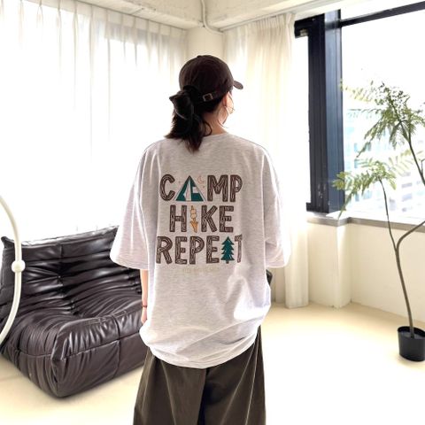 【AMERO】男裝 女裝 短袖圓領Ｔ恤 露營風印花 情侶裝