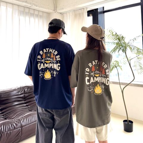 【AMERO】男裝 女裝 短袖圓領Ｔ恤 露營風印花 情侶裝