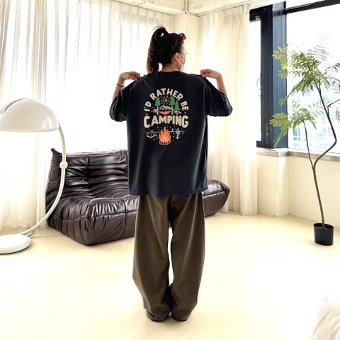 【AMERO】男裝 女裝 短袖圓領Ｔ恤 露營風印花 情侶裝