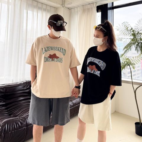 【AMERO】男裝 女裝 短袖圓領Ｔ恤 睡覺熊印花 情侶裝