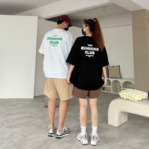 【AMERO】男裝 女裝 短袖圓領Ｔ恤 跑步印花 情侶裝