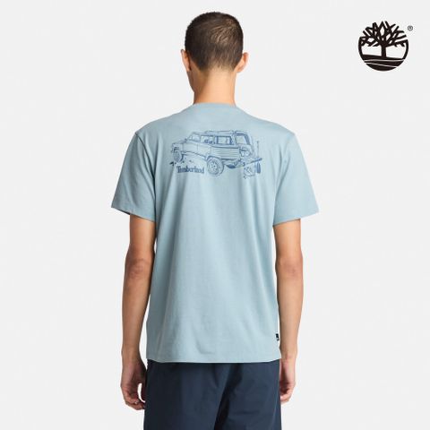 Timberland 男款藍綠色背後圖案短袖T恤|A6B6Z758