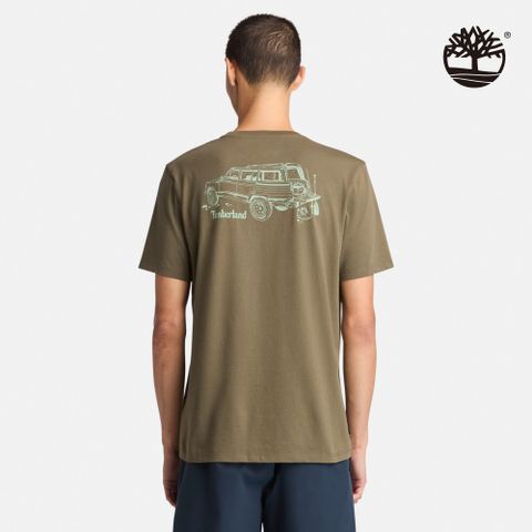 Timberland 男款軍綠色背後圖案短袖T恤|A6B6ZA58