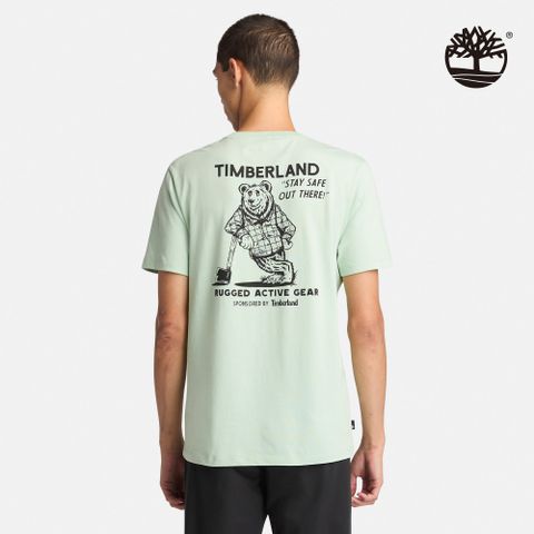 Timberland 男款薄荷綠標語T恤|A6B88ENE