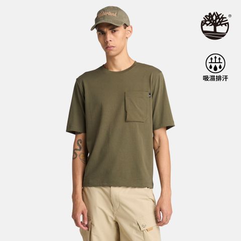 Timberland 男款軍綠色防曬短袖T恤|A641CA58