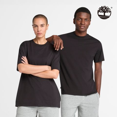 Timberland 中性黑色LOGO休閒短袖T恤|A6BD8001